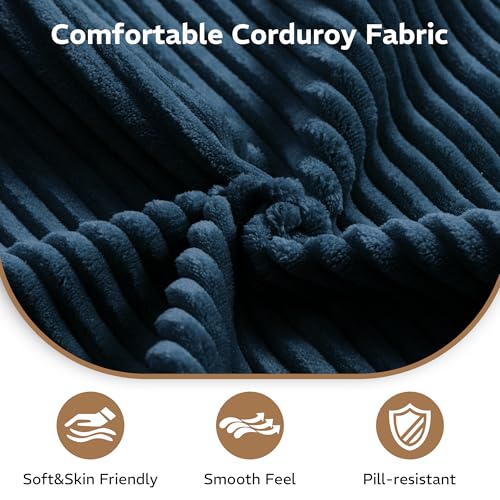 Image of 142 inch 7-in-1 Convertible Modular Sectional Sofa Bed, Blue | Corduroy Fabric, Reinforced Frame, Deep Seat, Storage Bag, Tool-free Assembly for Living Room