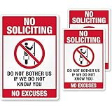 SmartSign No Soliciting Sticker for Door/Window, Do Not Bother Us If We Do Not Know You, No Excuses Decal Set [Pack of 3] EG Reflective Labels, 7-Year Life, Strong Adhesive, Tough Polyester, USA-Made