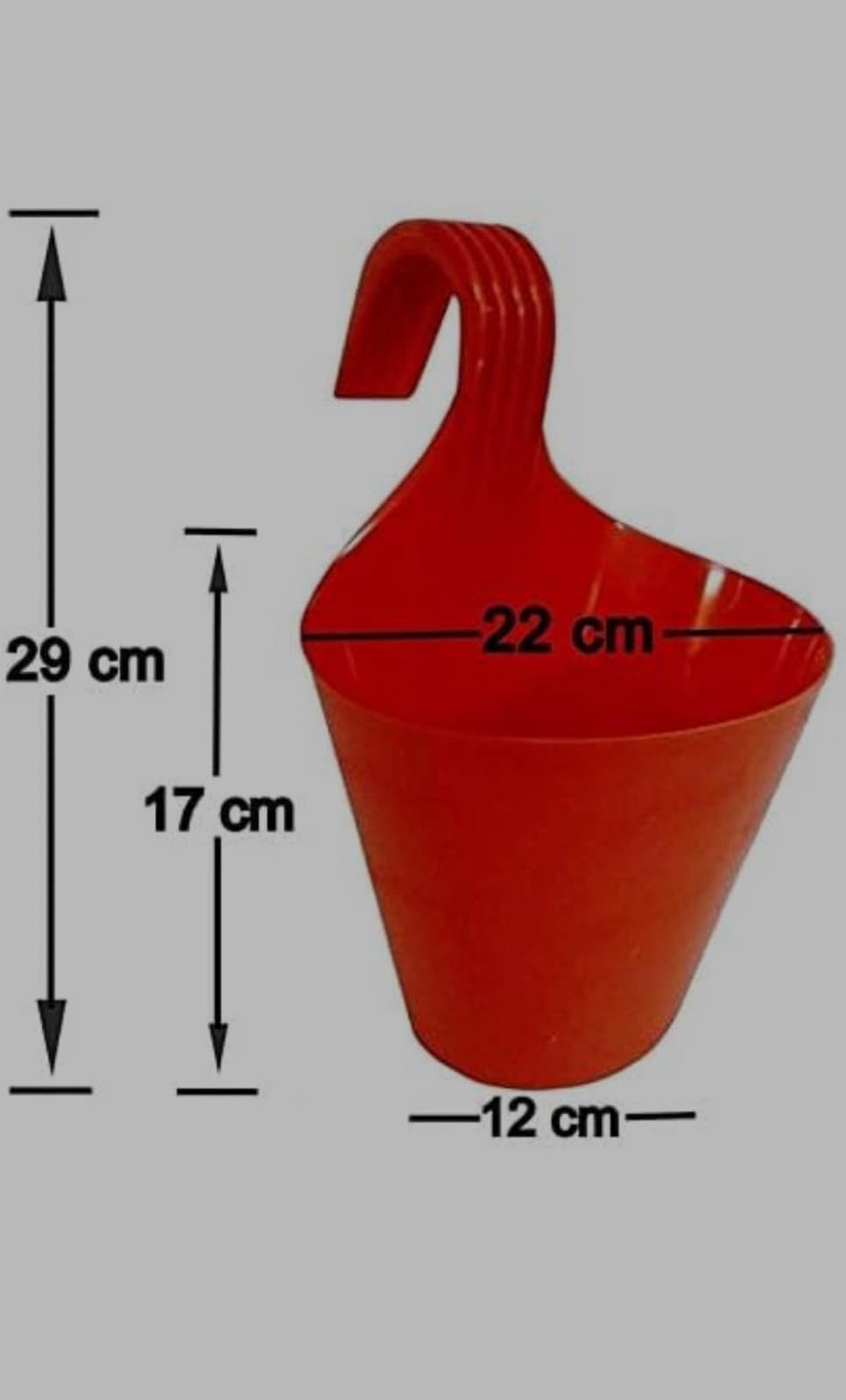 8 Inch Hanging Planters - 6 Pack Red -4