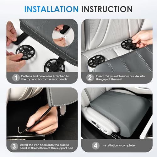 Image of FLORICH Car Seat Extender Leg Extender Support Cushion for Driver Seats Office Chair, Leather Carseat Leg Support for Long Drivers Universal Car Seat Cushion Legs Rest Pads-Light Grey