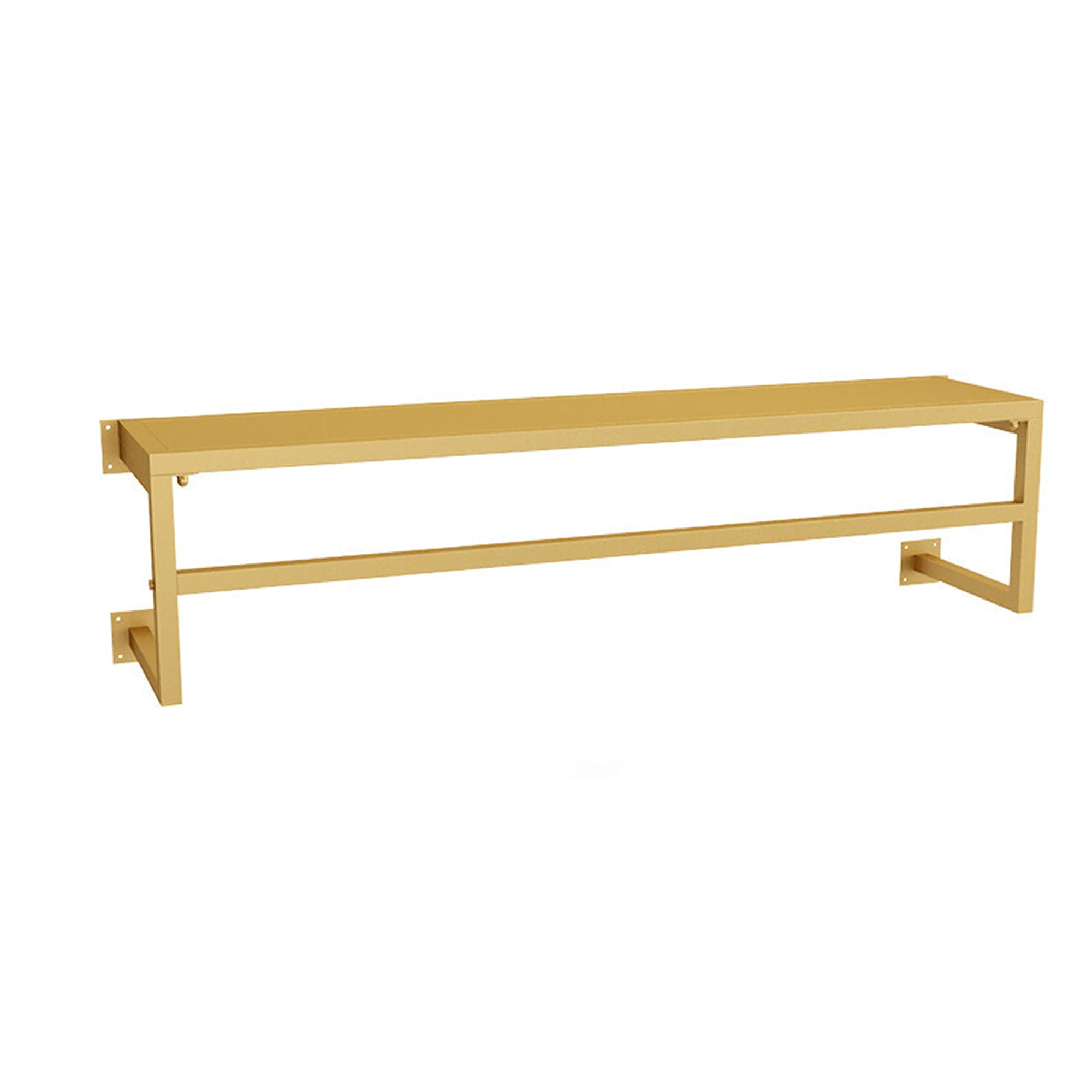 Wall-Mounted Clothes Rail Clothing Display Rack with 1 Shelf Detachable Coat Rack Industrial Tube Drying Rack Golden 80cm