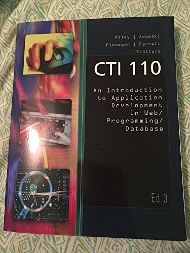 CTI 110: An Introduction to Application Development in Web/Programming Database (Central Piedmont Community College)