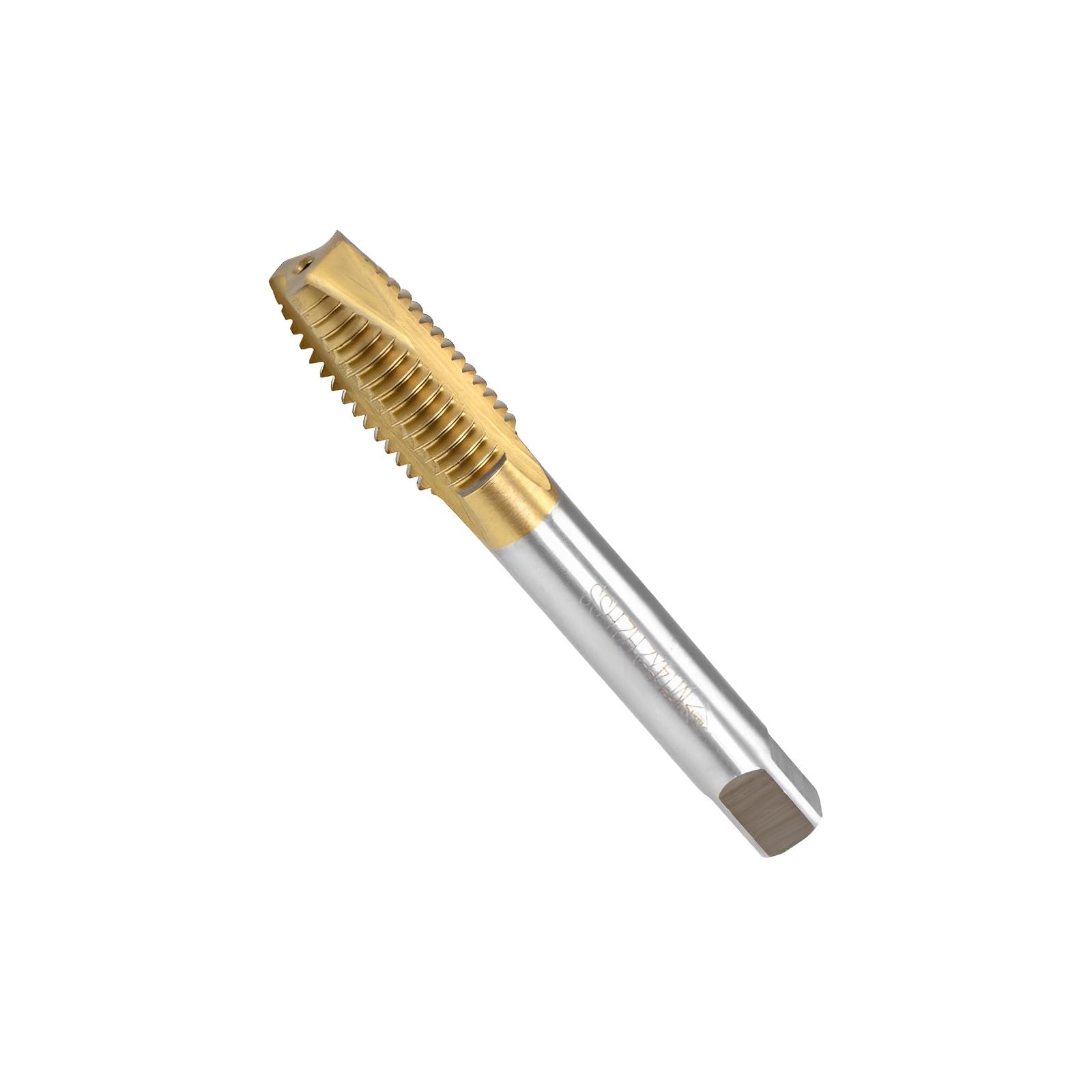 Boxonly Spiral Point Plug Threading Tap M14 x 2mm Thread, for Drilling and Tapping, H2 3 Flutes HSS, Titanium Coated, Round Shank with Square End
