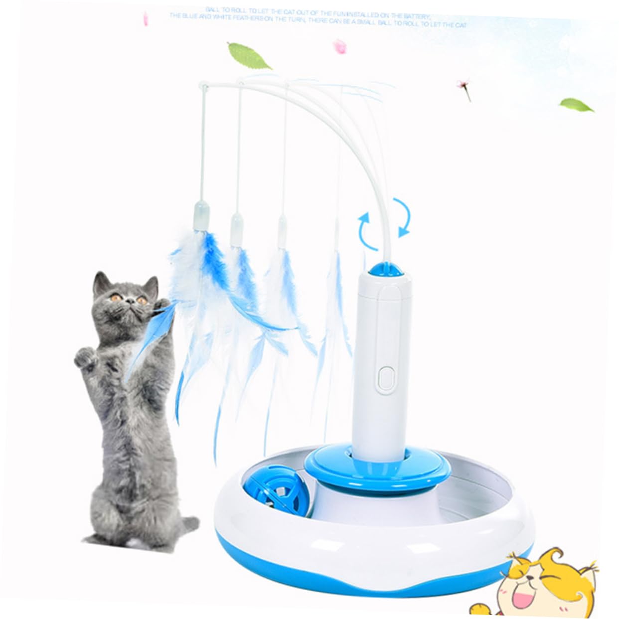 Kisangel Jouet Interactif Électrique pour Chat Rotation Jouet Intelligent pour Animal De Compagnie Divertissement Automatique Exercice Matériau Abs Aléatoire