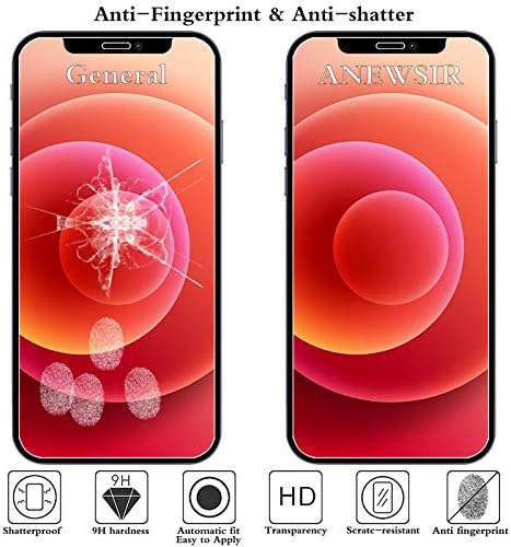 ANEWSIR 3-Pack Compatible with iPhone 12/iPhone 12 Pro Screen Protector,9H Hardness,Easy to Install,No Bubbles Tempered Glass Protective Film