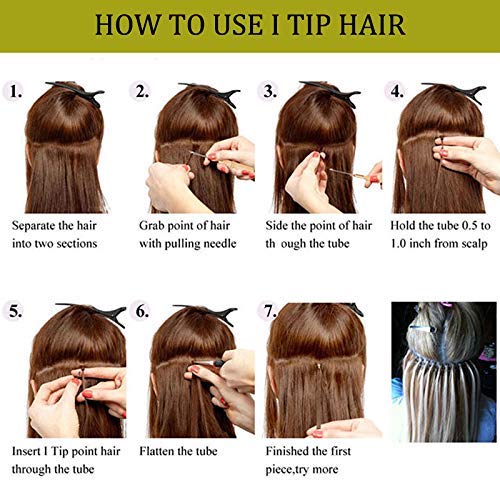 I Tip Hair 100 Strand Brazilian Wet And Wavy Curly Human Hair Microlinks Keratin I Tips Hair Water Wave (12inch 100Strand, Natural Color)