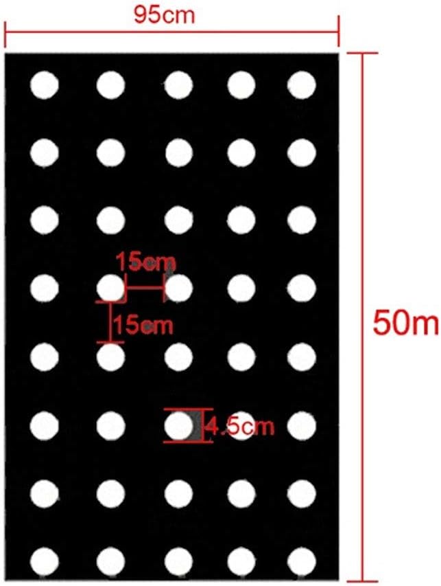 Perforated Mulch Weed Control Agriculture Film Breeding Mulch Veg Patch for Tomato Strawberry Growth Punch 4.5cm Hole(0.95x50m)