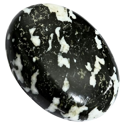 Image of Certified Black and White Tourmaline Crystal Palm Pebbles Stones for Anxiety Stress Relief Massage - AAA Grade Original Healing Gemstone Agate Palm Stone for Yoga Meditation Spiritual Reiki Feng Shui