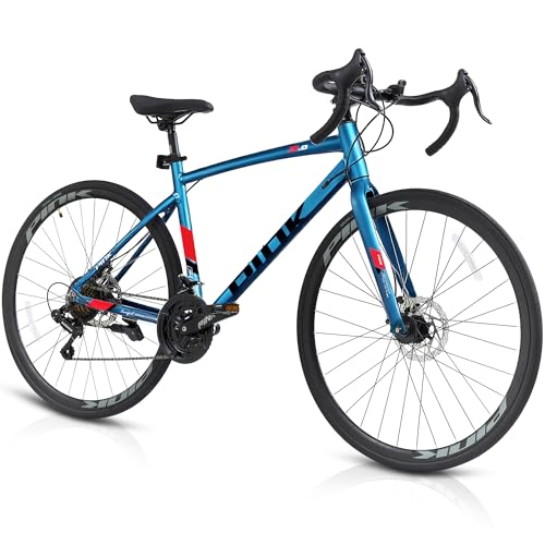 Pipleo Road Bike, 700C City Commuter Bicycle, 21 Speeds Shimano Drivetrain Sport Racing Bike, Light Weight Aluminum Frame, Urban Street Bike for Men Women Adult Bicycle