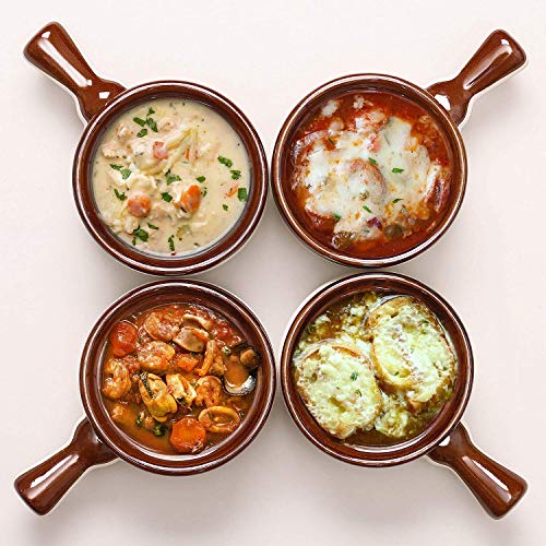 LIFVER French Onion Soup Crocks, 18oz Soup Bowls with Handles and Lids
