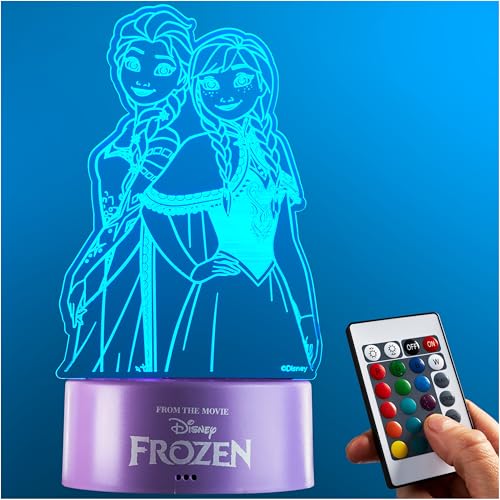 Get Trend Disney Frozen LED Lampara Noche, Alimentado por USB y Batería Lamparas de Mesa y Cabecera con 16 Colores, 4 Modos con Brillo Ajustable (Multi Frozen)