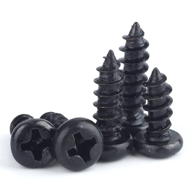 Black Round Head Cross Self Tapping Screw Round Head Self Tapping Pan Head Electronic Small Screw M1 1.2 1.4 1.7-M3 - (Size: M3x6, Color: 500pcs)