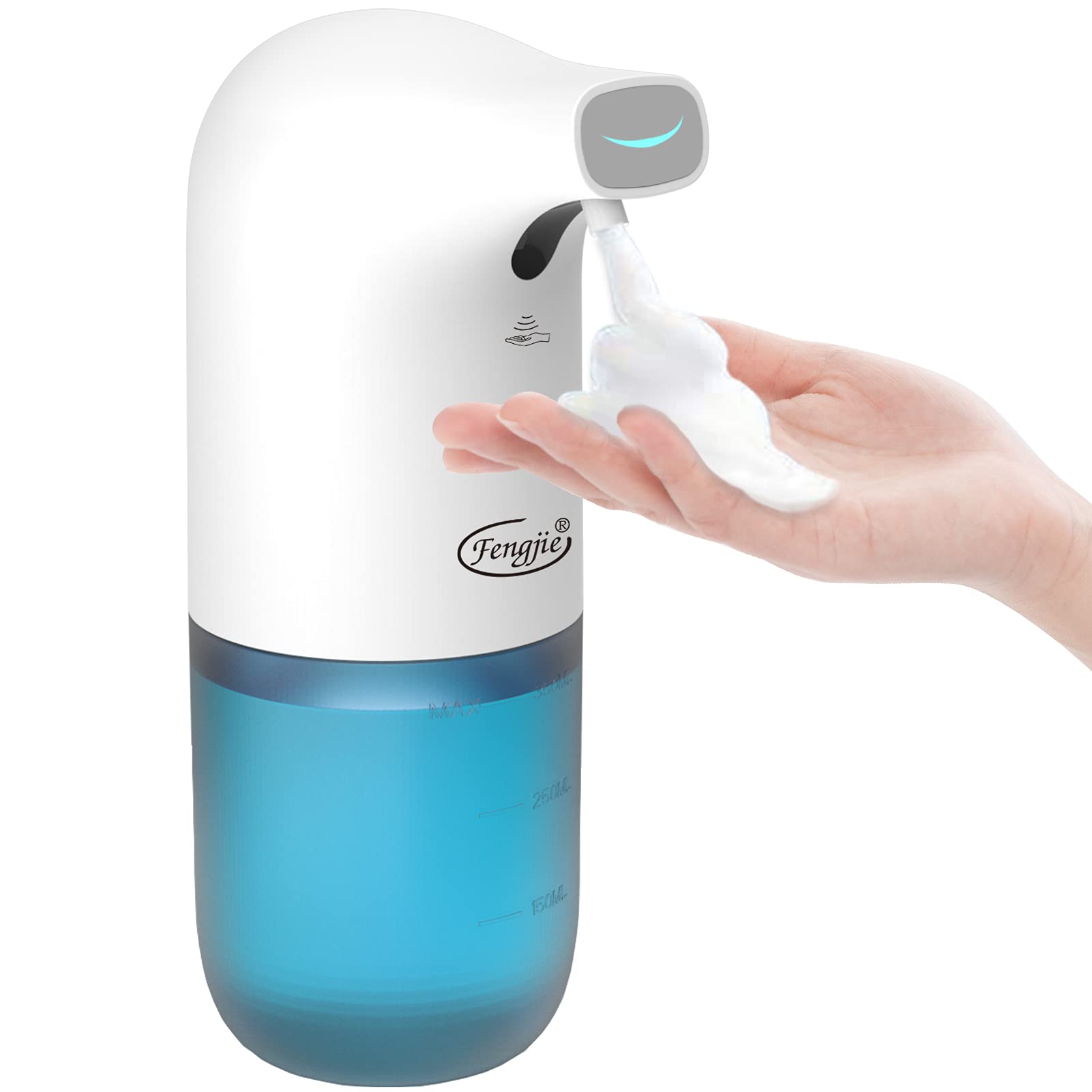 Fengjie Automatic Soap Dispenser, 11.8oz Foaming Soap Dispenser Touchless, Hands Free No Touch Infrared Motion Sensor Soap Dispenser for Bathroom Countertop Kitchen Hotel Restaurant
