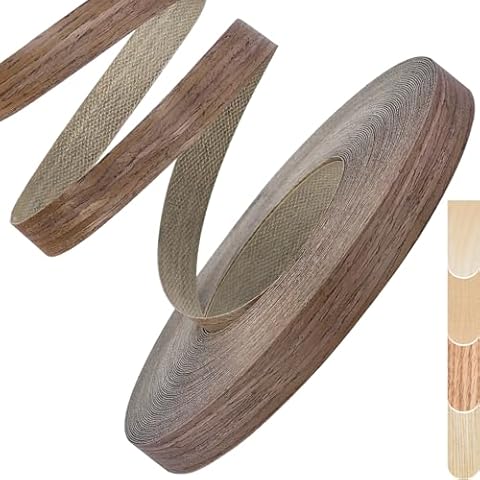 ZYJT Walnut Edge Banding, 3/4 inch x 50ft roll of Veneer Edge Banding, Pre-glued Flexible Real Wood Tape Banding for Cabinet Repair Furniture Restoration Cover