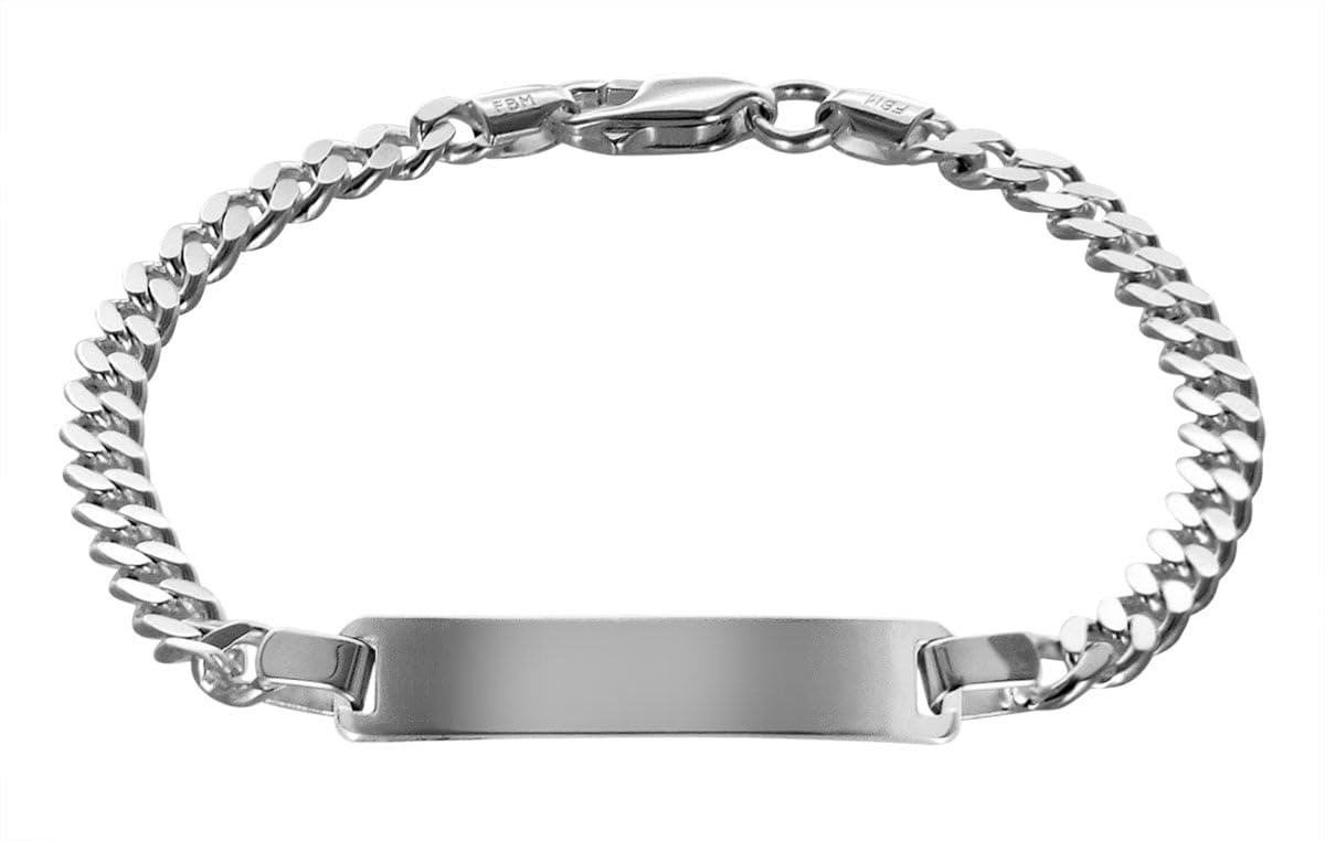 trendor Gravur-Armband für Männer 925 Silber Panzerkette mit Namen 88612-21 | modischer Gravurschmuck für Herren mit poliertem Gravurschild