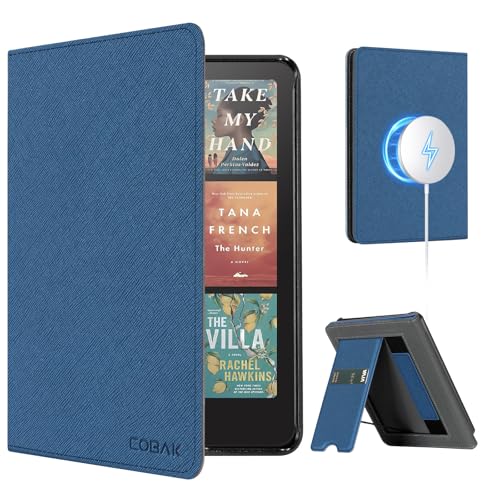Image of CoBak Stand Case for 7 inch Kindle Paperwhite 12th Gen 2024 and Kindle Colorsoft with Hand Strap - Compatible with iPhone MagSafe, for Samsung /Belkin /Anker Wireless Charging Pads, Durable, Auto Sleep Wake