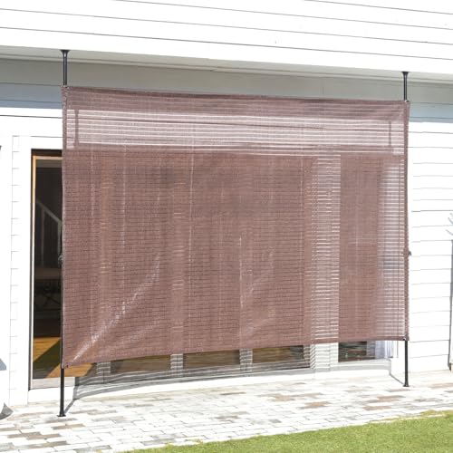 山善(YAMAZEN) 突っ張り目隠しサンシェード 日除け シェード 屋外 2×3m 遮光率約76% 紫外線遮蔽約85% SPSH-3020 ブラウン