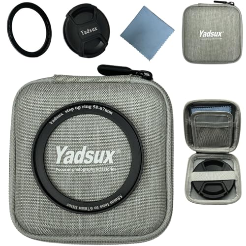 Camera Lens Step Up Filter Adapter Ring and Lens Cap and Multifunctional Photography Accessory Bag (58 to 67 and 67mm Lens Cap)