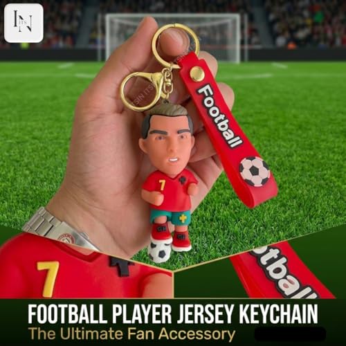Image of Football jersey Keychain | Ronaldo key chains | messi Keychain | 3D Cute silicone key chain for bike men | soccer Keyring gifts for boys | anime key holder for bag