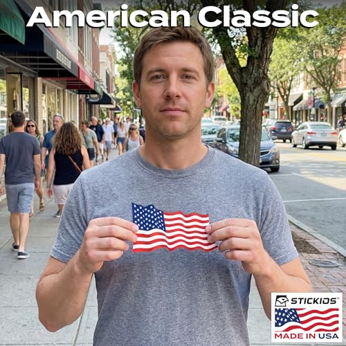 Image of Stickios Wavy American Flag Decal - Made in USA