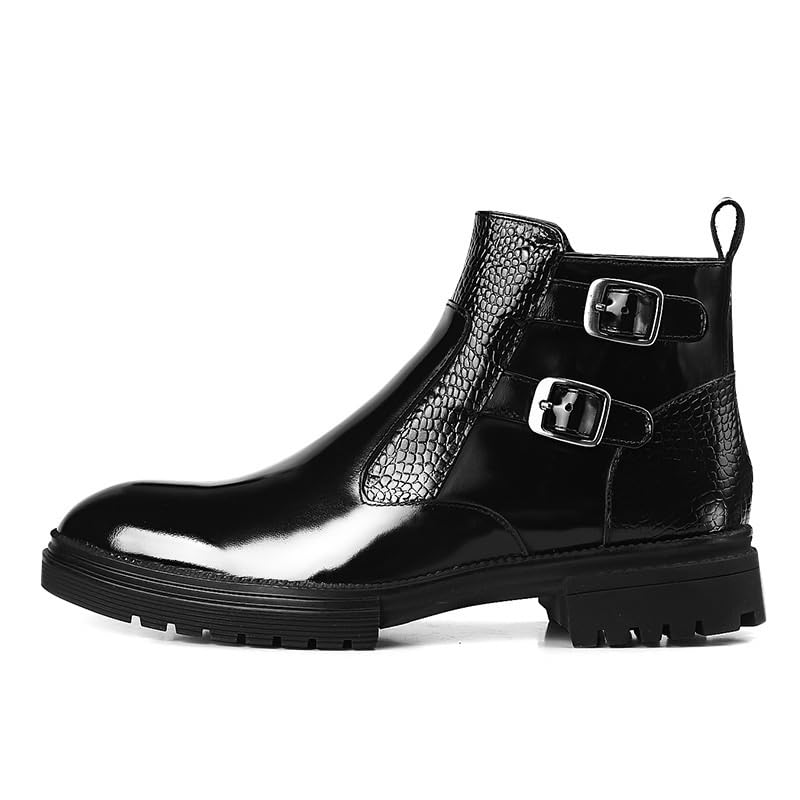Men's Patent Leather Lace-up Chelsea Boots Fashion Slip-on Classic Business Dress Boots Dress Shoes3