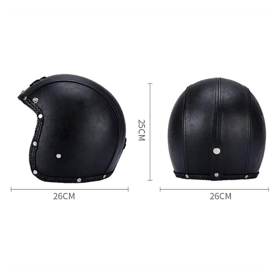 Unisex-dorosły kask motocyklowy z otwartą twarzą z goglami Daszek Biker Scooter Touring Retro Skóra motocyklowa Vintage Jet Helmet ECE Certified (55-63cm)