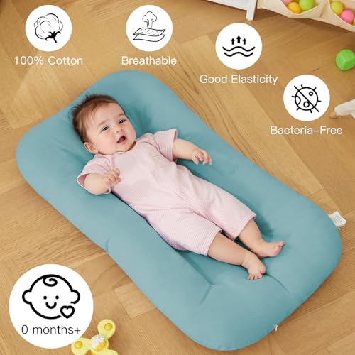 Image of Baby Lounger for Newborn, Bionic Design Baby Lounger, Soft Organic Cotton Breathable Lounger for Infants 0-24 Months (Dark Green)