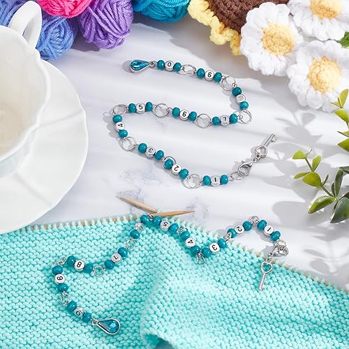 NBEADS 2 Pcs Alloy Number Beads Knitting Row Counter Chains - Image 4