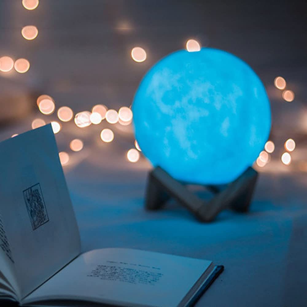 Moon Lamp Kids Night Light 16 Colores LED 3D Moon Light Con Soporte De Madera, Control Remoto (se Puede Cronometrar) Y Touch & Pat Control USB Recargable, Regalo Para Bebés, Niñas, Niños, Cump