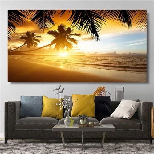 Diamond Painting Arbre de plage DIY broderie strass cristal 50x100