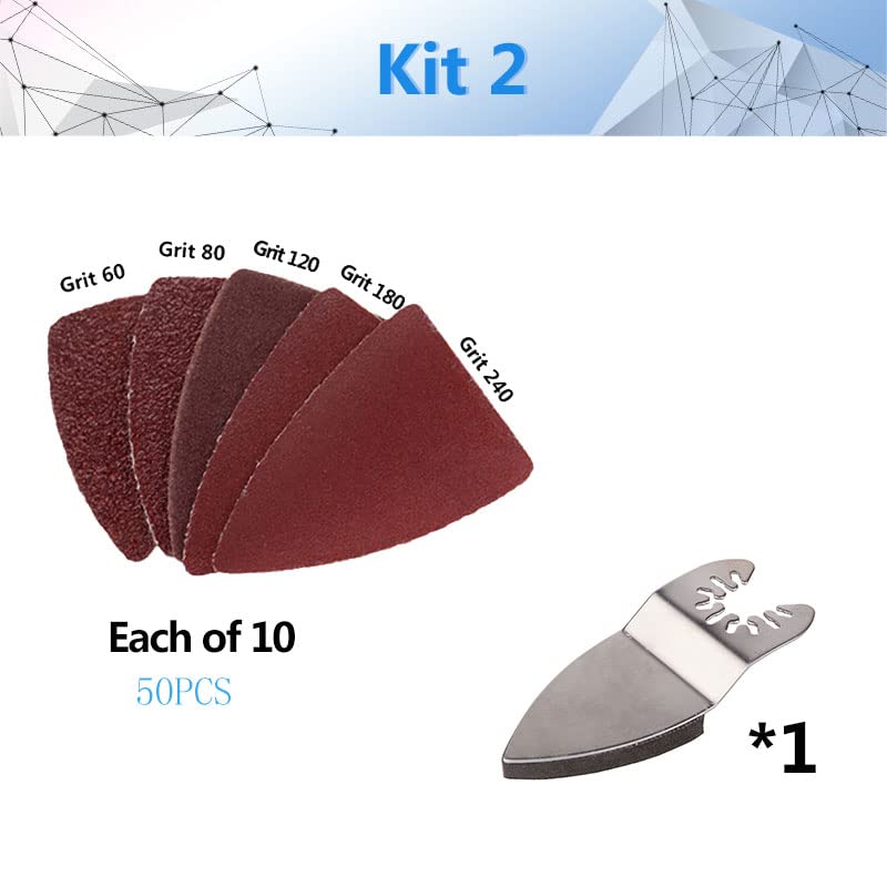 Multitool Sandpaper,for Wood Sanding Quick-Release Oscillating Saw Blade Multitool Finger Sanding Pad with 25Pcs Sandpaper Sander Sheet for Perfect Sanding (Color : Kit1) (Color : Kit2)