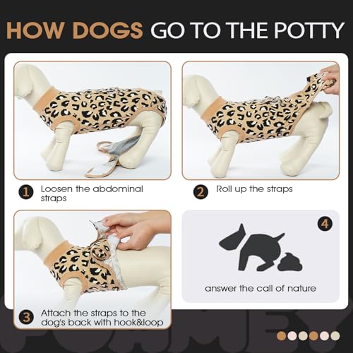 Image of FUAMEY Recovery Suit for Dogs After Surgery,Soft Breathable Dog Bodysuit E-Collar & Cone Alternative Surgical Suit,Male Female Dog Neuter Spay Suits Anti Licking Wounds Onesie Brown Leopard L