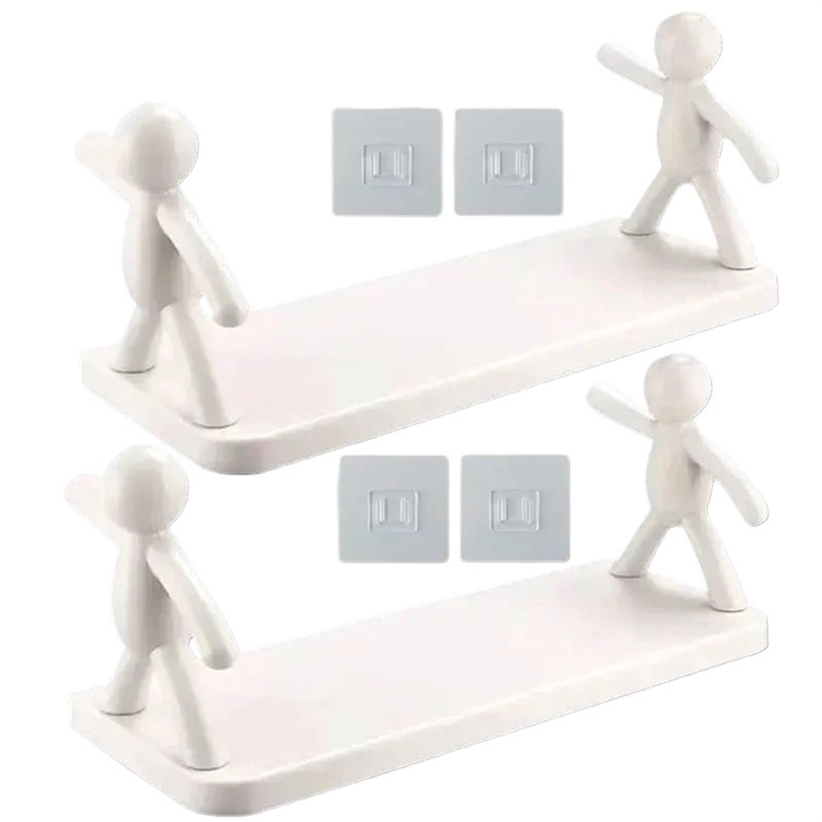DHYUACN Shower Caddy Self-adhesive Bathroom Shampoo Storage Racks Plastic Shelf Organization Shelves Support Holder(2pcs)