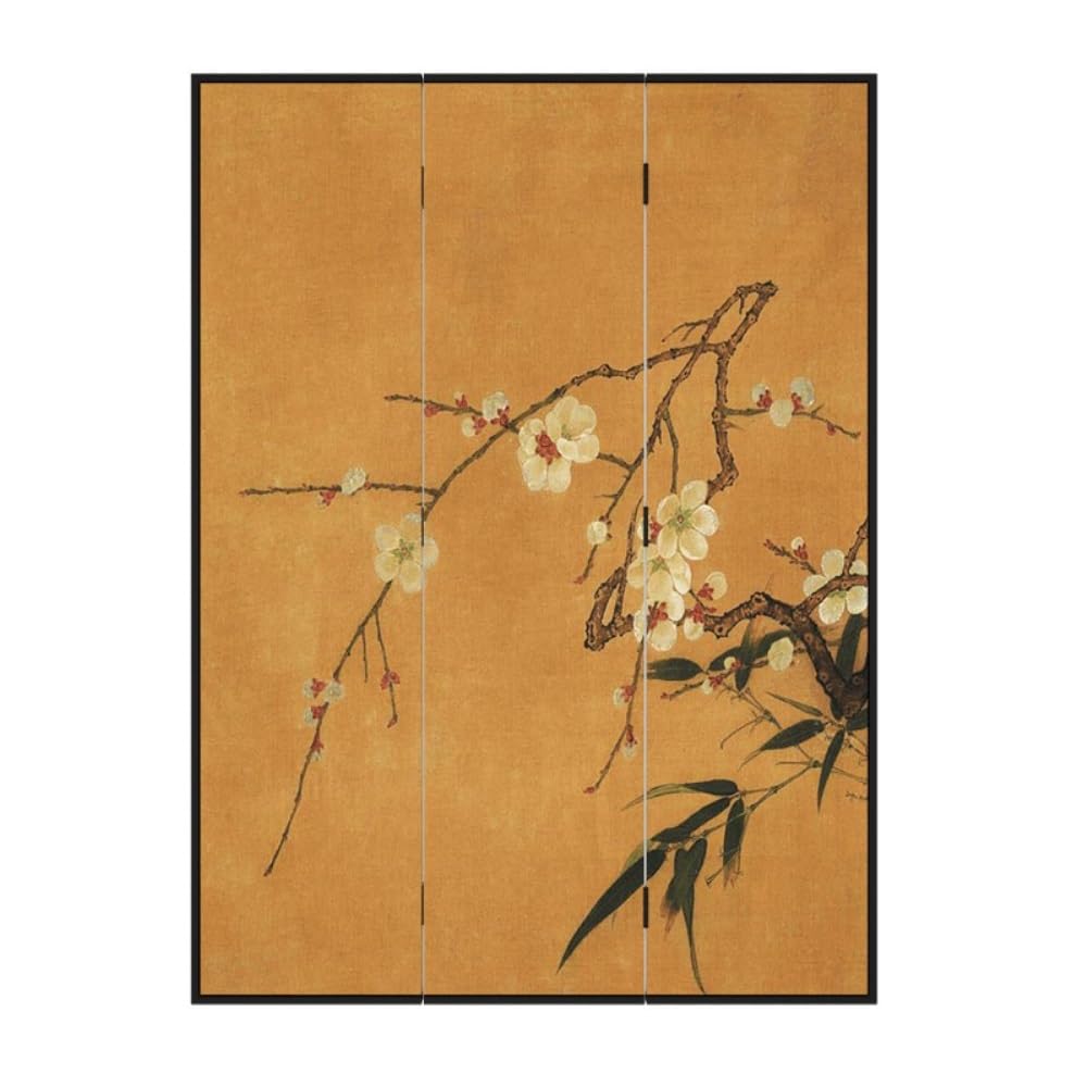 Privacy Screen Retro Screen Partition Home Living Room Background Wall Tea Decoration Solid Wood Plum Blossom Folding Room Divider