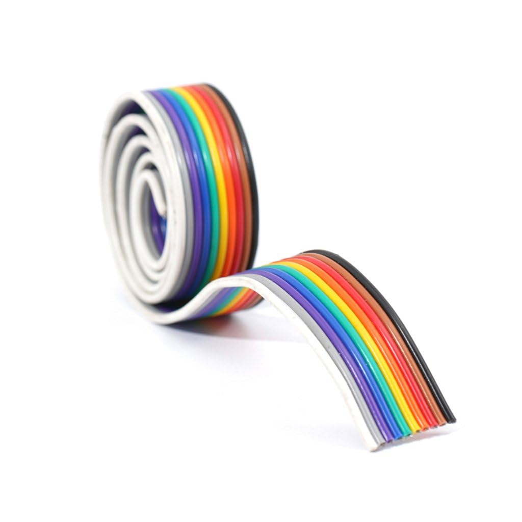 2 feet 10 core Rainbow Wire Ribbon Flat Cable Wire Strip durable and robust for wiring, Soldering, DIY electronic projects