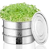 Sprouting Seeds Tray Kit for Microgreens Stainless Steel - Round Stacked Seed Sprouter Tray Reusable...