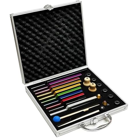 TENFLY Solfeggio Tuning Fork Set - 10 Tuning Forks Perfect for DNA Healing, Chakra, Sound Therapy, Multicolour, with Exquisite Aluminum Gift Box (174 Hz, 285 Hz, 396 Hz, 417 Hz, 432Hz, 528 Hz etc) Cover