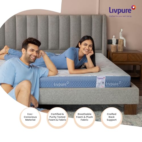 Image of Livpure Smart Ortho PRO+ Memory 3 Zone Profile Orthopaedic Mattress | 5 Zone HR Foam & COMFORTSCIENCE Tech with 16 BIOCRYSTALS | High GSM Neon Fabric | Queen Bed (78x60x6) inch | 10 Year Warranty