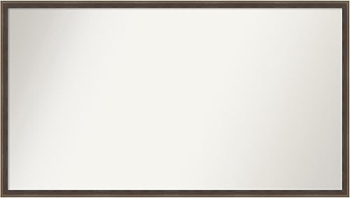 Amanti Art Brown Bathroom Mirror for Over Sink, 23x41 Custom Made Hardwood Wedge Mocha Rectangle Vanity Mirror, Large Modern Wood Frame, Hangs