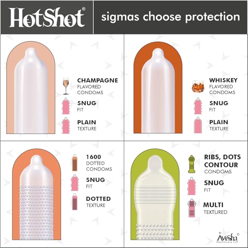 Image of HOTSHOT All Variety Condom Pack - 120 Condoms with 12 Unique Flavors and Styles for Men (Ribbed, Dotted, Delay, Thin, Flavours, Smooth)