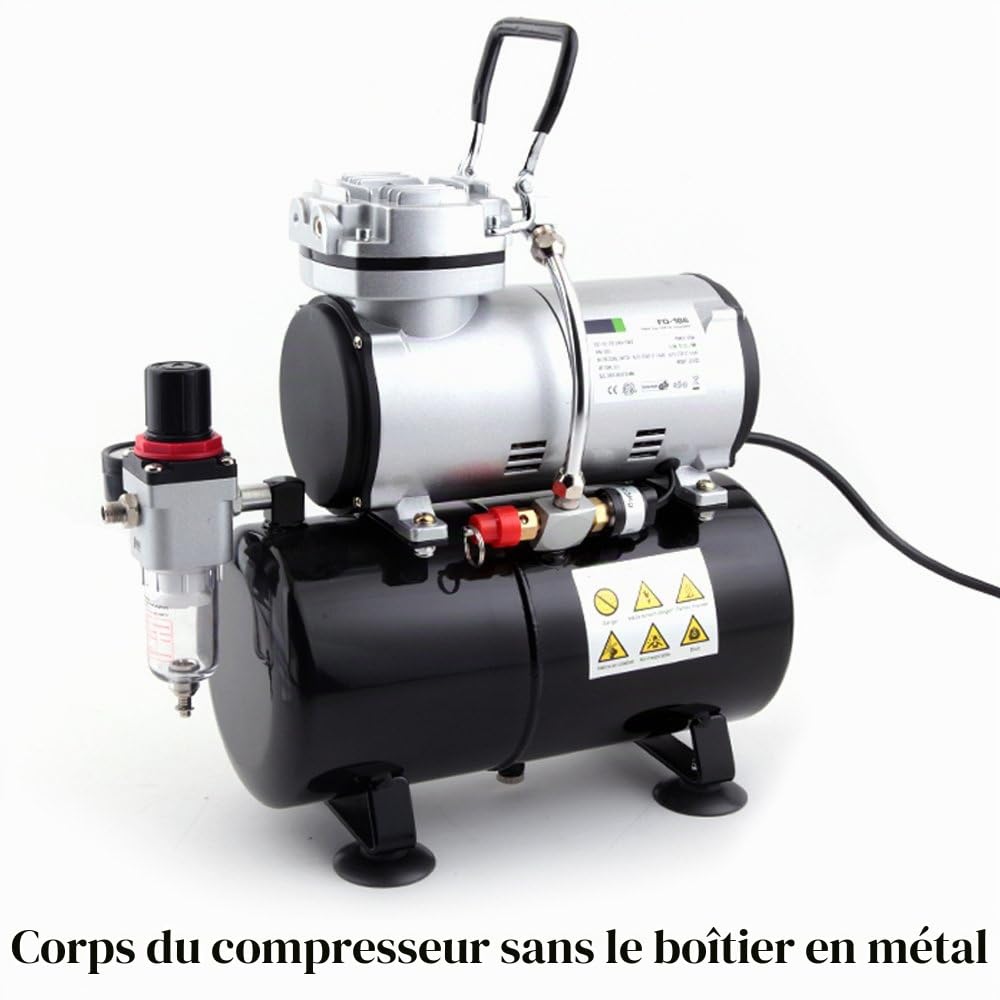 Compresseur d'aérographe professionnel Fengda FD-186A avec 3L réservoir, 4Bar autostop/3Bar Start/silencieux/sans huile pour passe-temps, tatouage, et autres applications à l'aérographe