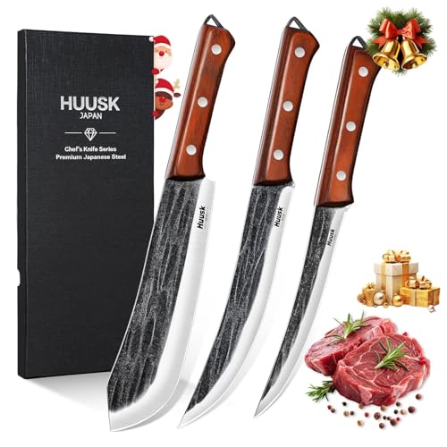 Huusk Butcher Knife Set for Meat Cutting, 3PCS...