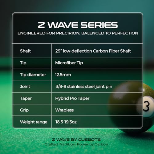 Taco de billar Z Wave Carbon 29'' con punta microfiber 12.5 mm miniatura 6