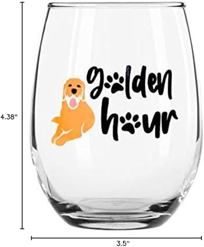Miniatura 4 de Golden Retriever Golden Hour - Copa de vino sin tallo, regalos divertidos para mujeres, mamá, mejor amiga, hermana, novia, esposa, amantes de los
