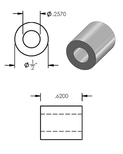 Miniatura 6 de Espaciador de aluminio negro de 12 pulgada de diámetro exterior x 14 pulgadas de diámetro interior x elige tu longitud, espaciador redondo sin