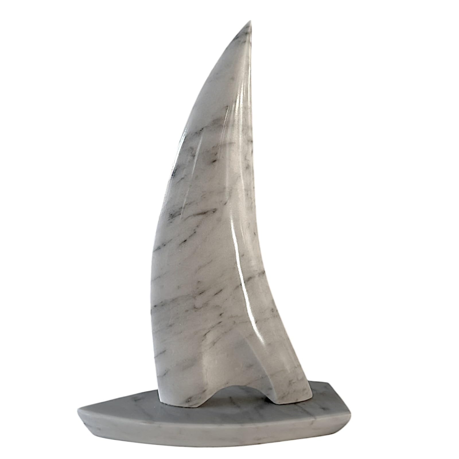 Sculpture en marbre blanc de Carrare Bateau avec voile CBAM objet design luxe