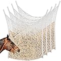 Riakrum 4 Pcs Hay Net White Slow Feed Hay Net Bag Hay Bags for Horses 35 x 31 Inch Horse Feed Bag Horse Feeding Supplies for Horse Feeder Full Day Feeding Horses Goat Stall Trailer