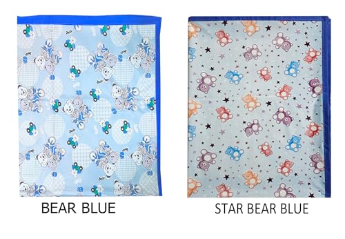 Image of EcoSoft Plastic Sheet,PVC Sheet for Kids,Rubber Sheet for Babies,Bed Wetting Protector(90 x 135 cm) (Blue Bear & Blue STARBEAR)
