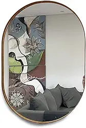 Espelho Oval 60x40cm com Moldura Cor:Caramelo