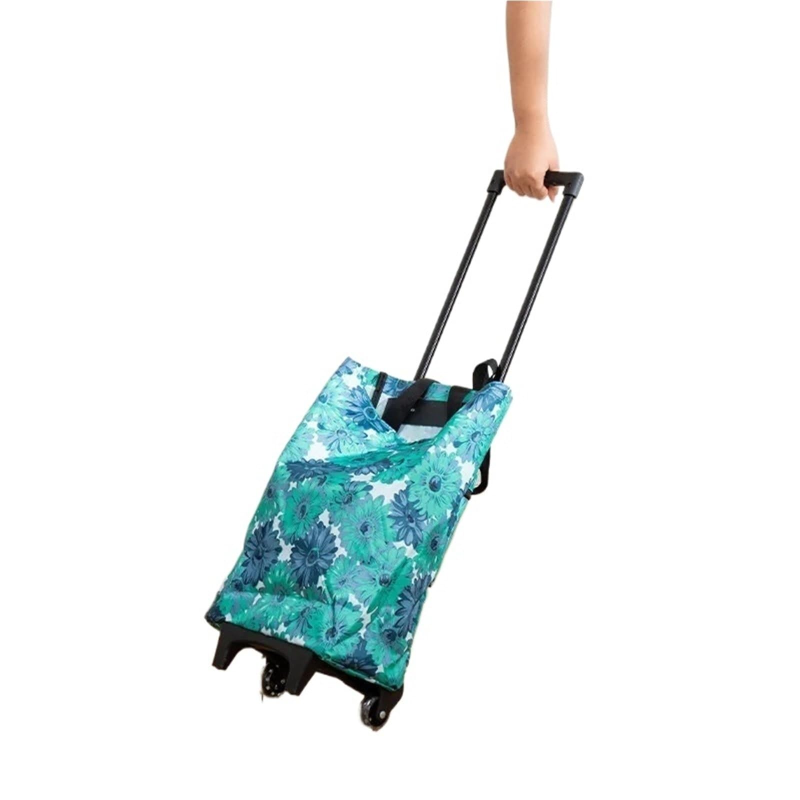 Foldable Shopping Bag with Wheels Household Grocery Shopping Cart, Portable Foldable Trailer, Supermarket Bag(Color3)
